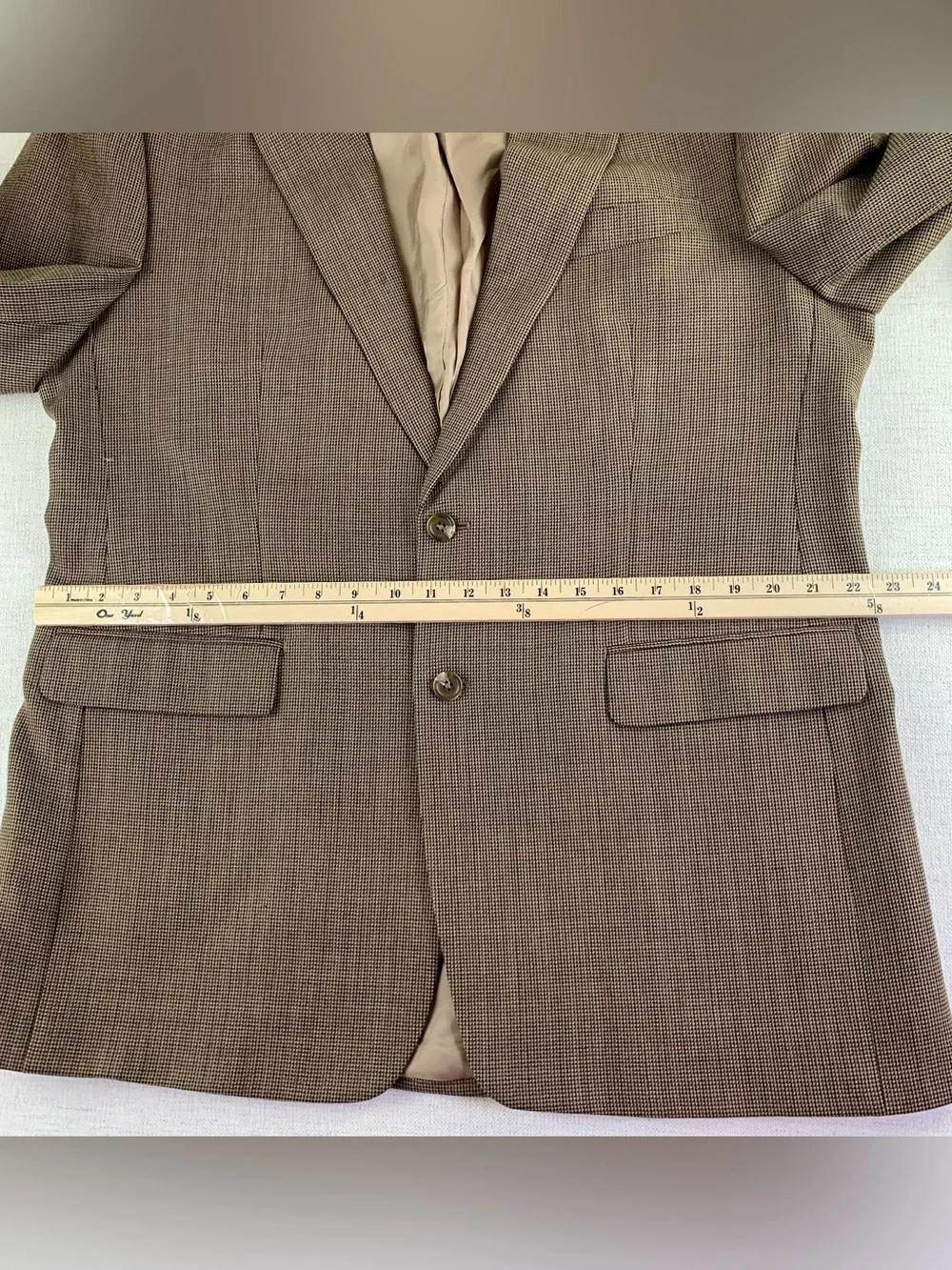 Lauren Ralph Lauren men's 44L 100% wool plaid blazer sport coat in brown